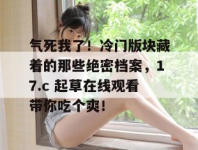 气死我了！冷门版块藏着的那些绝密档案，17.c 起草在线观看带你吃个爽！